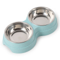 Double Pet Bowls Aliments pour chiens Aliments à eau en acier inoxydable Anipan de boisson Dish Disker Cat chiot alimentant le double bol